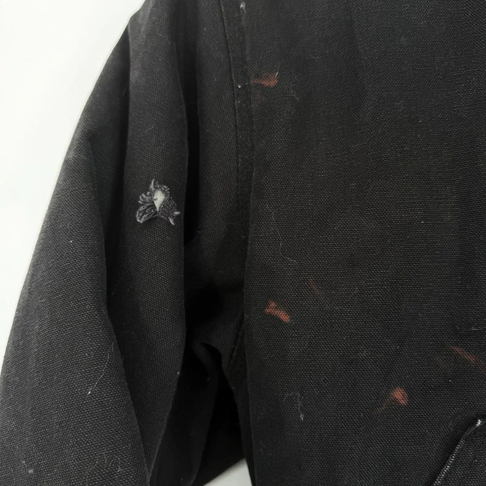 Walls Workwear Men Large Black Cotton Duck Canvas Hooded Bomber Jacket W35203KBK